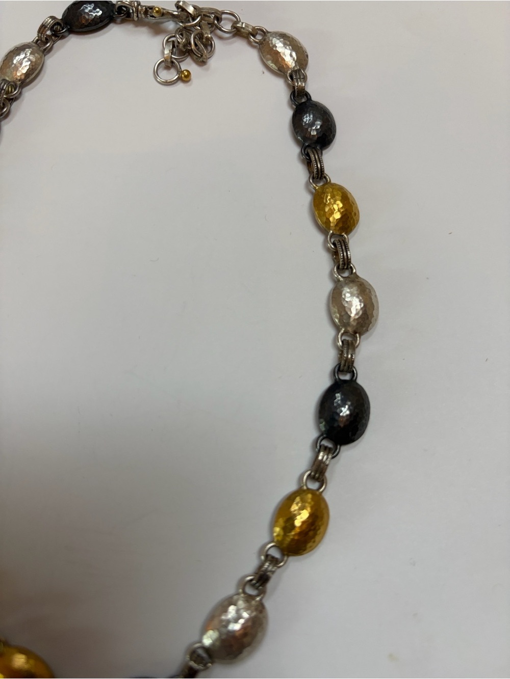 Gurhan Hammered Oval Link Necklace - Gold, Silver & Gunmetal